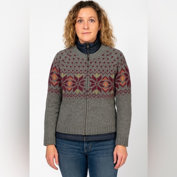 Woolrich Sweaters - Vintage Woolrich Grey Heather Lambswool Fair Isle Zip Cardigan Sweater  S/P